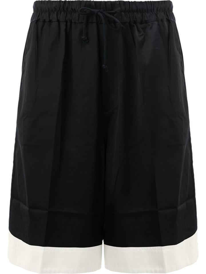 Dries Van Noten Bicolour Drawstring Shorts, Men's, Size: Large, Black, Cotton/viscose