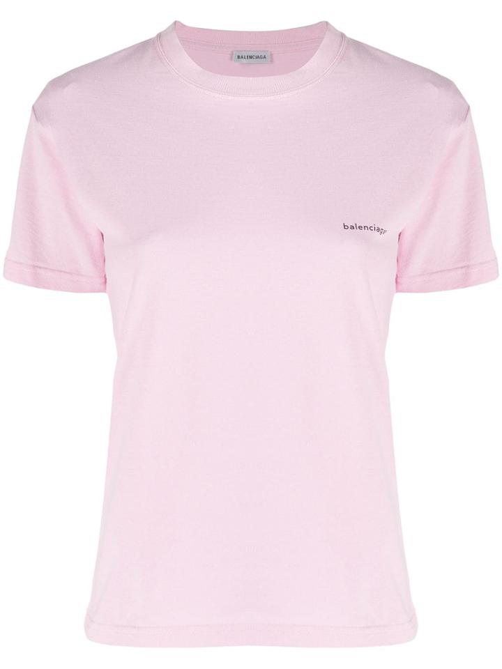 Balenciaga Logo Print T-shirt - Pink