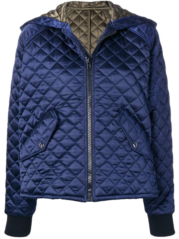 Msgm Quilted Hooded Jacket - Blue
