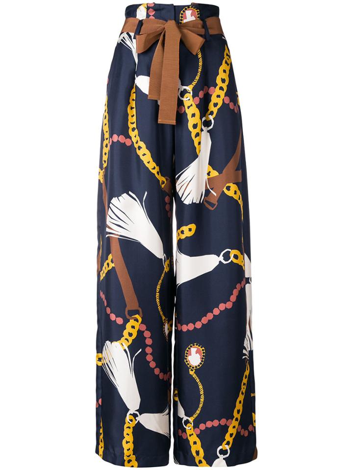Alysi Printed Palazzo Trousers - Blue