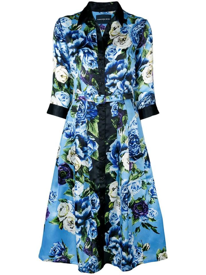 Samantha Sung Audrey Peony Shirt Dress - Blue