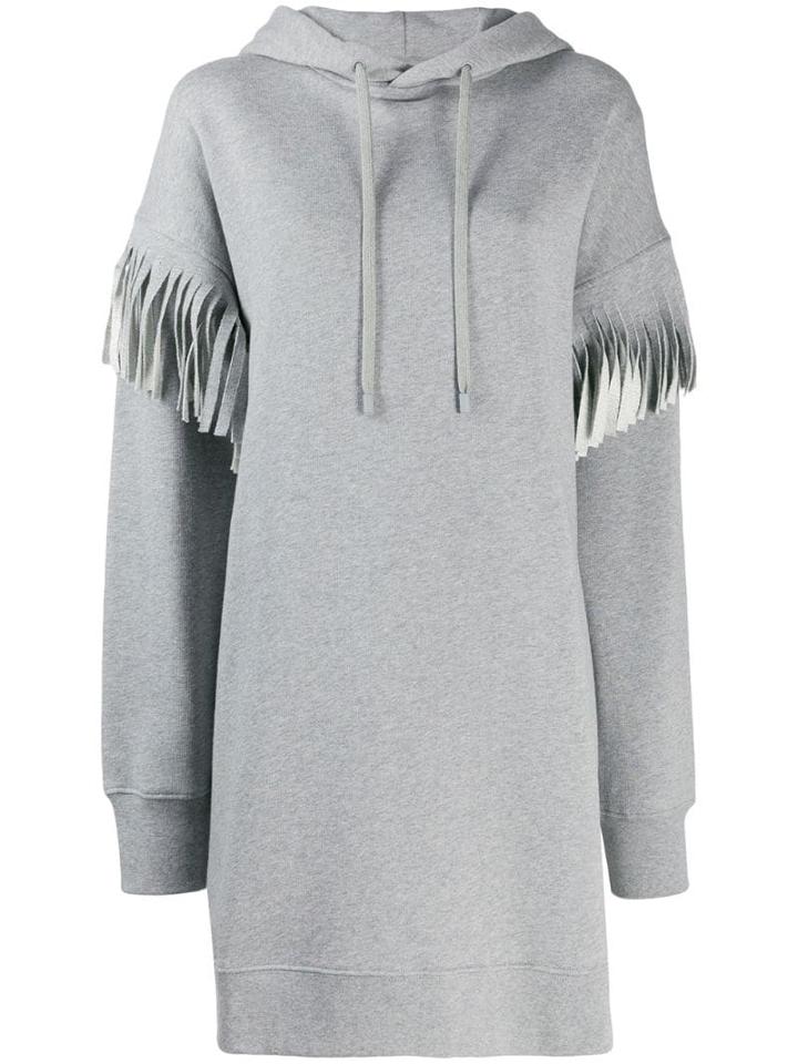 Maison Margiela Fringed Long-line Hoodie - Grey