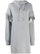 Maison Margiela Fringed Long-line Hoodie - Grey