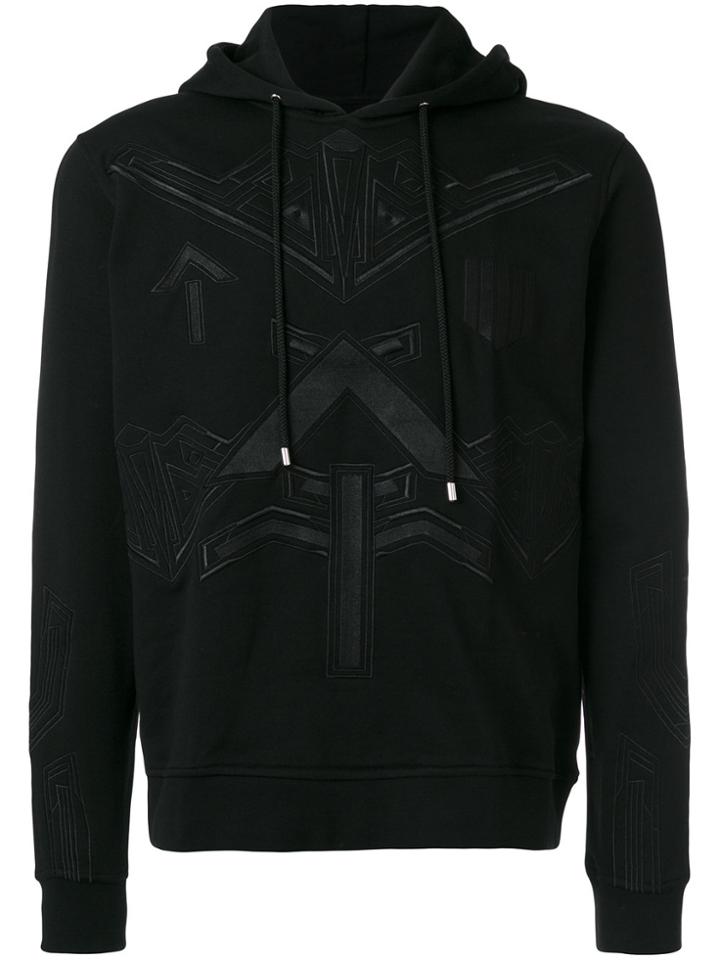 Les Hommes Embroidered Detail Hoodie - Black
