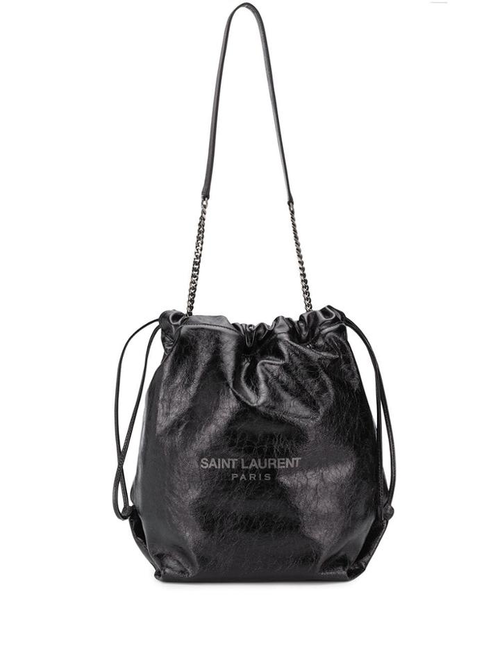 Saint Laurent Logo Print Shoulder Bag - Black