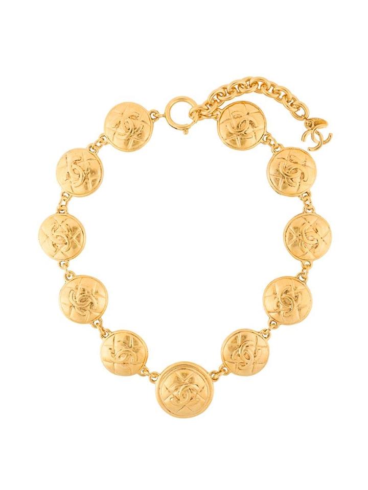 Chanel Pre-owned Cc Logo Coin Necklace - Gold