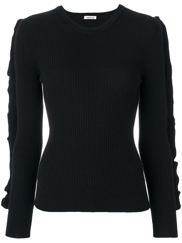 P.a.r.o.s.h. Frill-sleeve Knitted Sweater - Black