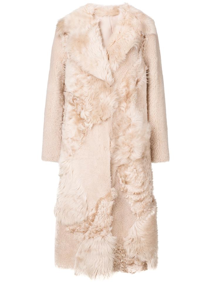 Drome Midi Fur Coat - Nude & Neutrals