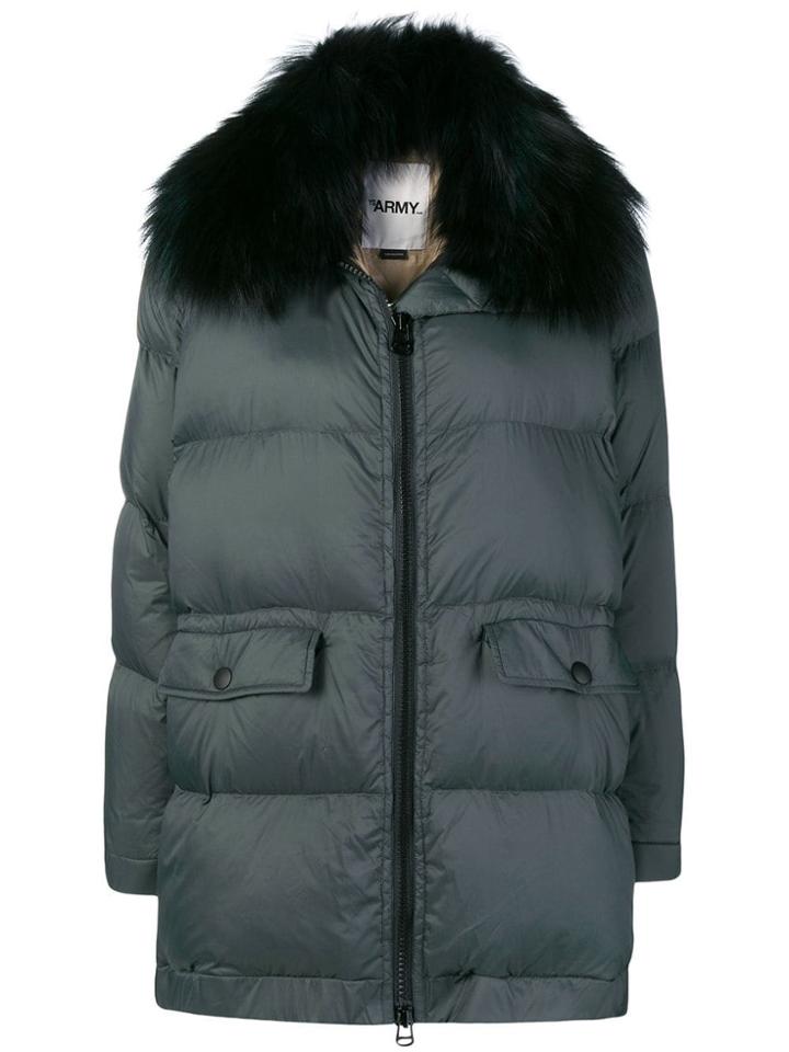 Yves Salomon Army Fox Fur Padded Jacket - Green