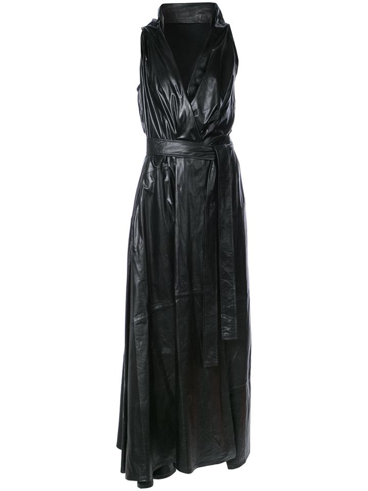 Ann Demeulemeester V-neck Belted Dress - Black