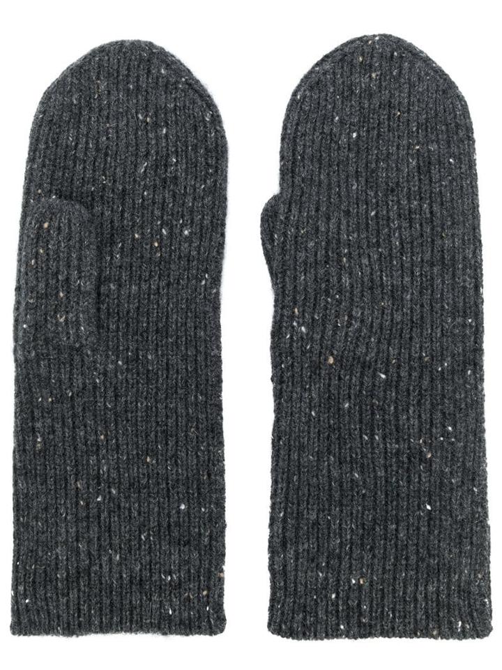 Isabel Marant Speckled Ribbed Mittens - Grey