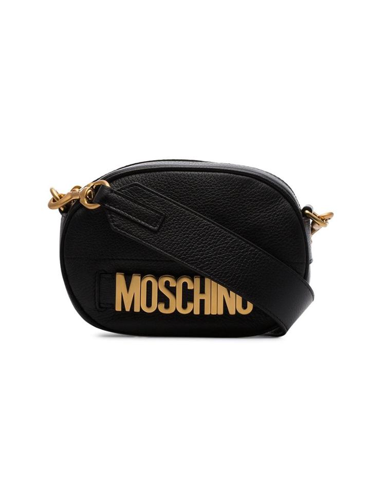 Moschino Black Logo Leather Camera Bag