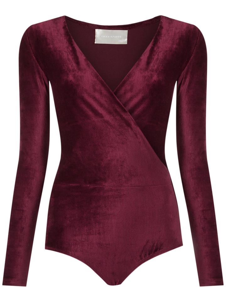 Lilly Sarti - Velvet Bodysuit - Women - Polyester/spandex/elastane - 36, Red, Polyester/spandex/elastane