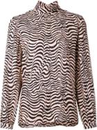 Vanessa Seward Animal Print Turtleneck Blouse, Women's, Size: 38, Pink/purple, Silk