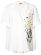 Mantu - Floral Short Sleeve Shirt - Women - Cotton/spandex/elastane - 38, White, Cotton/spandex/elastane