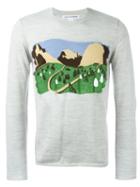 Comme Des Garçons Shirt Mountain Intarsia Jumper, Men's, Size: Small, Grey, Acrylic/wool