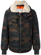 Moncler Camouflage Print Jacket, Men's, Size: 4, Brown, Polyamide/sheep Skin/shearling/feather