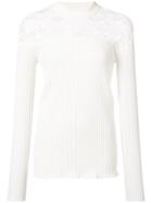 Sonia Rykiel Ribbed Lace Panel Sweater - White