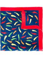 Kiton Peppers Print Pocket Square, Men's, Blue, Silk