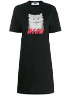 Msgm Cat Logo T-shirt Dress - Black