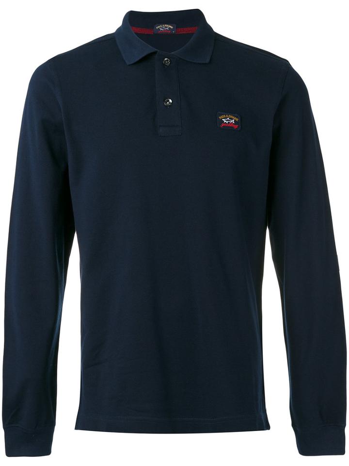 Paul & Shark Logo Patch Polo Shirt, Men's, Size: Medium, Blue, Cotton