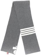 Thom Browne 4-bar Stripe Cashmere Rib Scarf - Grey