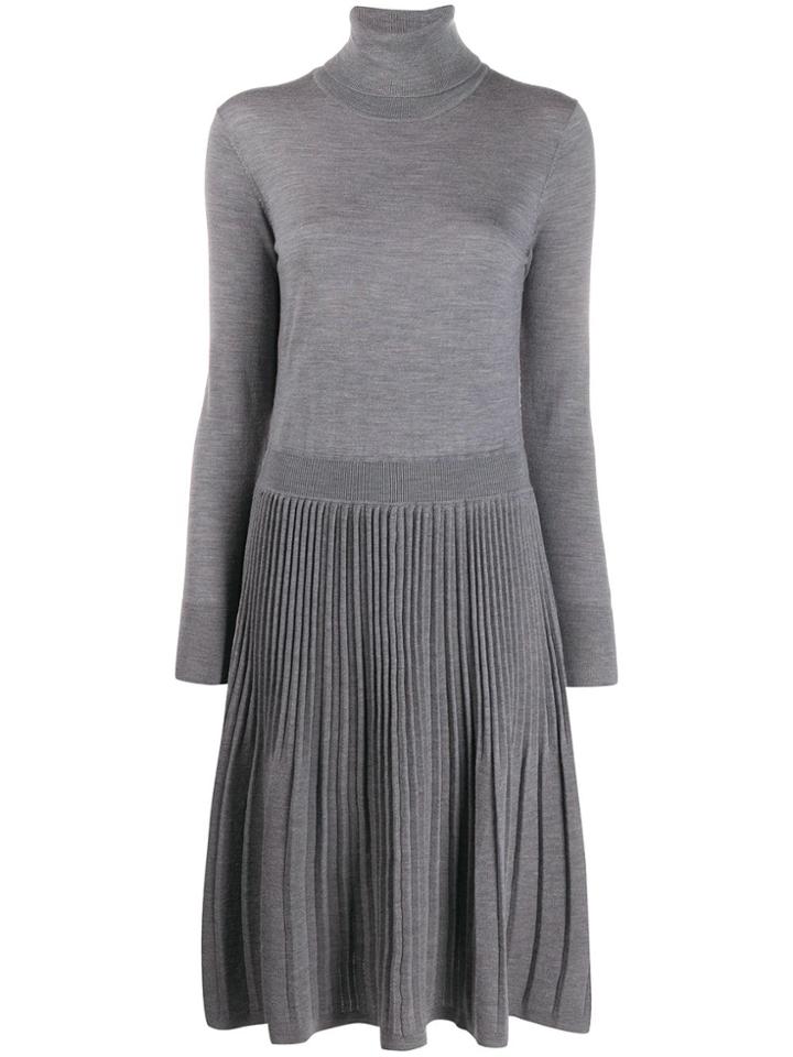 Calvin Klein Pleated Knit Dress - Grey