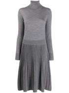 Calvin Klein Pleated Knit Dress - Grey