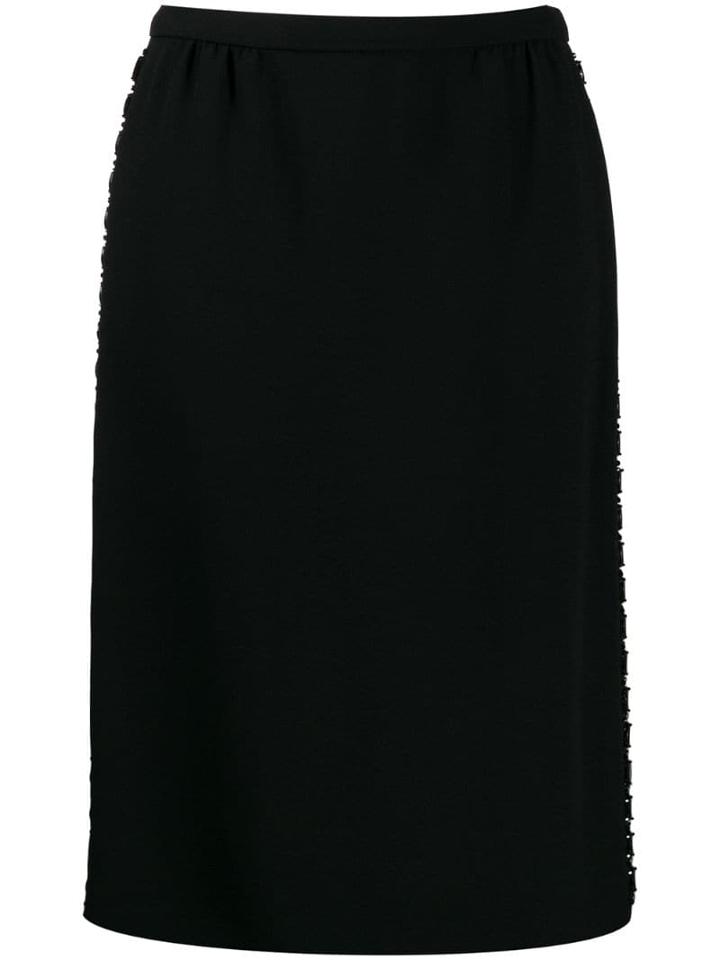 Louis Vuitton Pre-owned Crystal Embellished Straight Skirt - Black