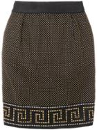 Versace Vintage Greek Studded Skirt - Black