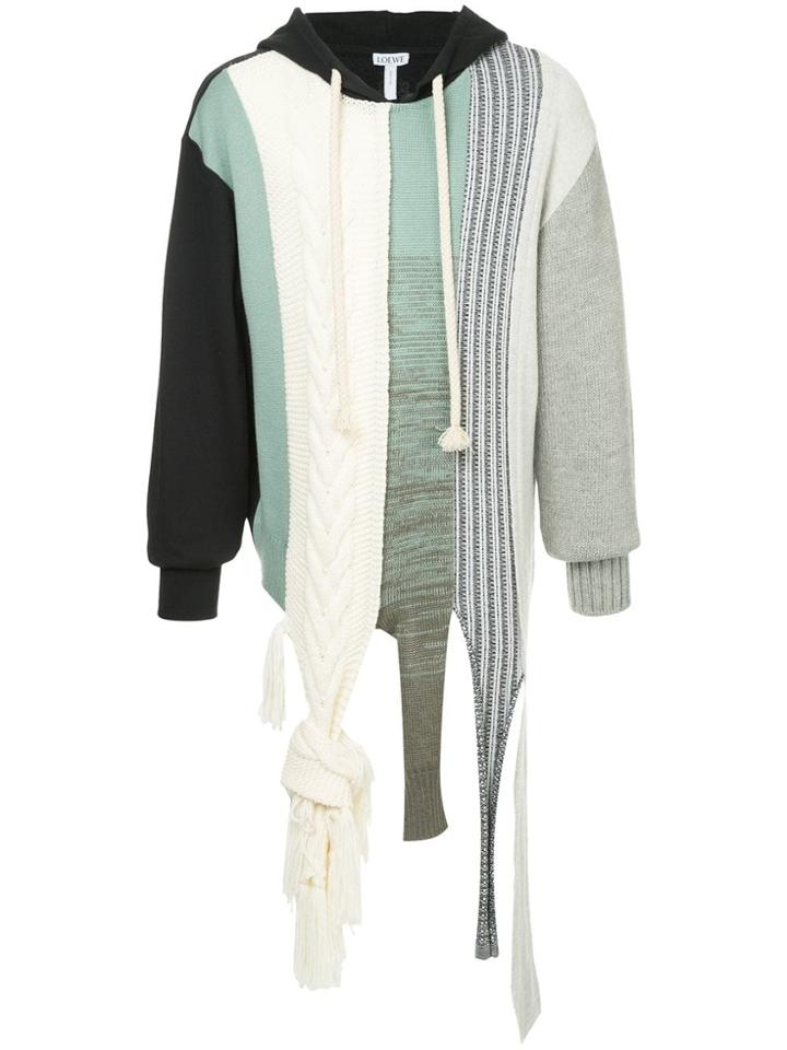 Loewe Knitted Panels Drawstring Hoodie - Multicolour