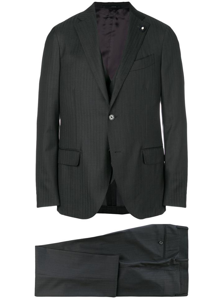 Lardini Striped Three Piece Suit - Black