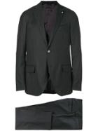 Lardini Striped Three Piece Suit - Black