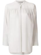 Vince - Gathered Detailing Semi-sheer Blouse - Women - Silk - S, Grey, Silk