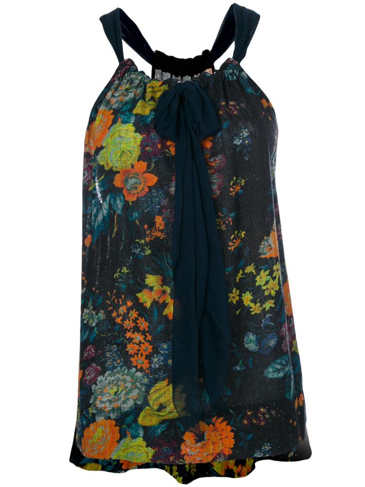 Raquel Allegra Floral Pleated Top - Blue