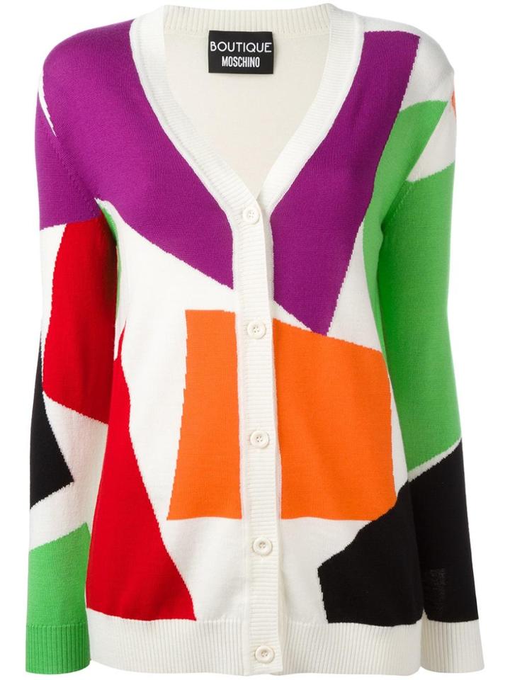 Boutique Moschino Block Pattern Cardigan - White