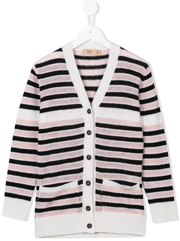 No21 Kids Striped Cardigan, Girl's, Size: 10 Yrs, Pink/purple