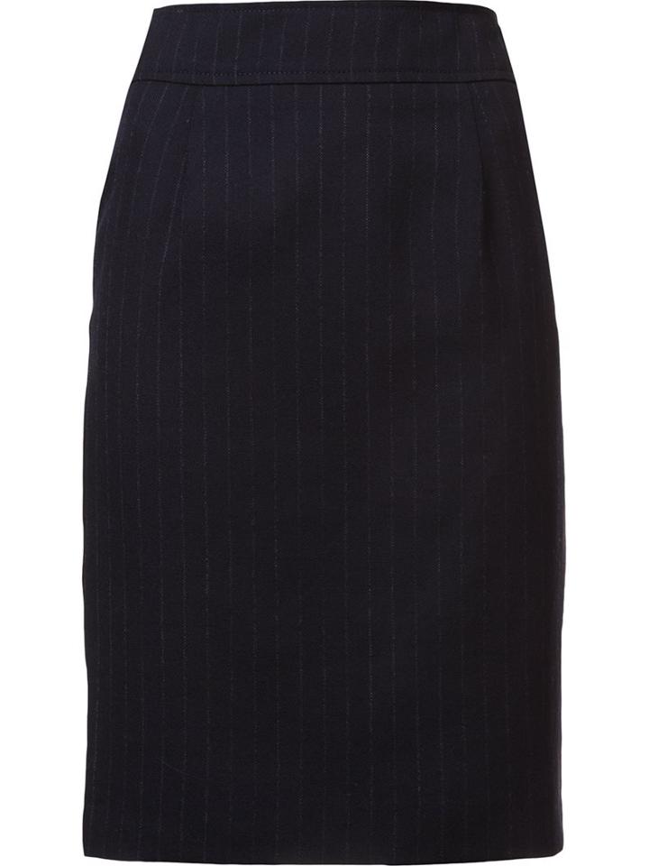 Carolina Herrera Pinstripe Pencil Skirt, Women's, Size: 10, Blue, Polyester/acetate/wool