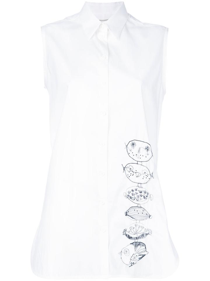Carven Sleeveless Print Shirt - White