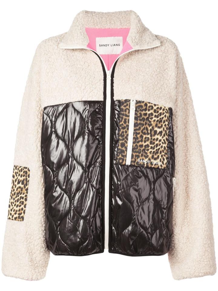 Sandy Liang Shearling Contrast Jacket - Black
