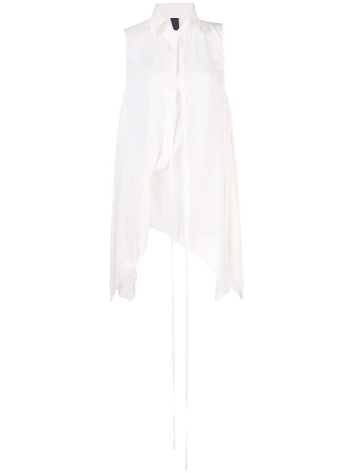 Vera Wang Gathered Tie Neck Shirt - White
