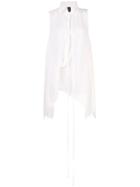 Vera Wang Gathered Tie Neck Shirt - White