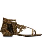 Saint Laurent Nu Pieds Flat Sandals, Women's, Size: 36, Brown, Leather/suede