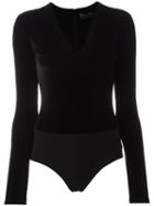 Alice+olivia 'lacy' Velvet Bodysuit, Women's, Size: Small, Black, Nylon/polyester/spandex/elastane