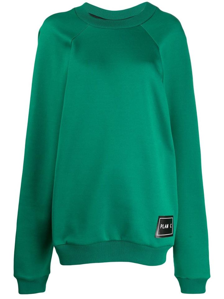 Plan C Logo Patch Oversized Sweatshirt - Green