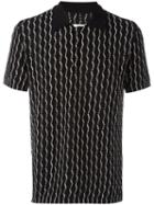 Maison Margiela Patterned Open Knit Polo Shirt, Men's, Size: Medium, White, Cotton/polyamide