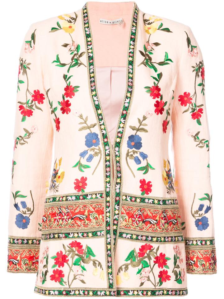 Alice+olivia Floral Print Jacket - Pink & Purple