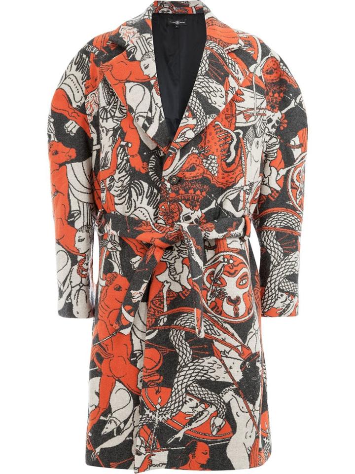 Edward Crutchley Belted Colour-block Coat - Yellow & Orange