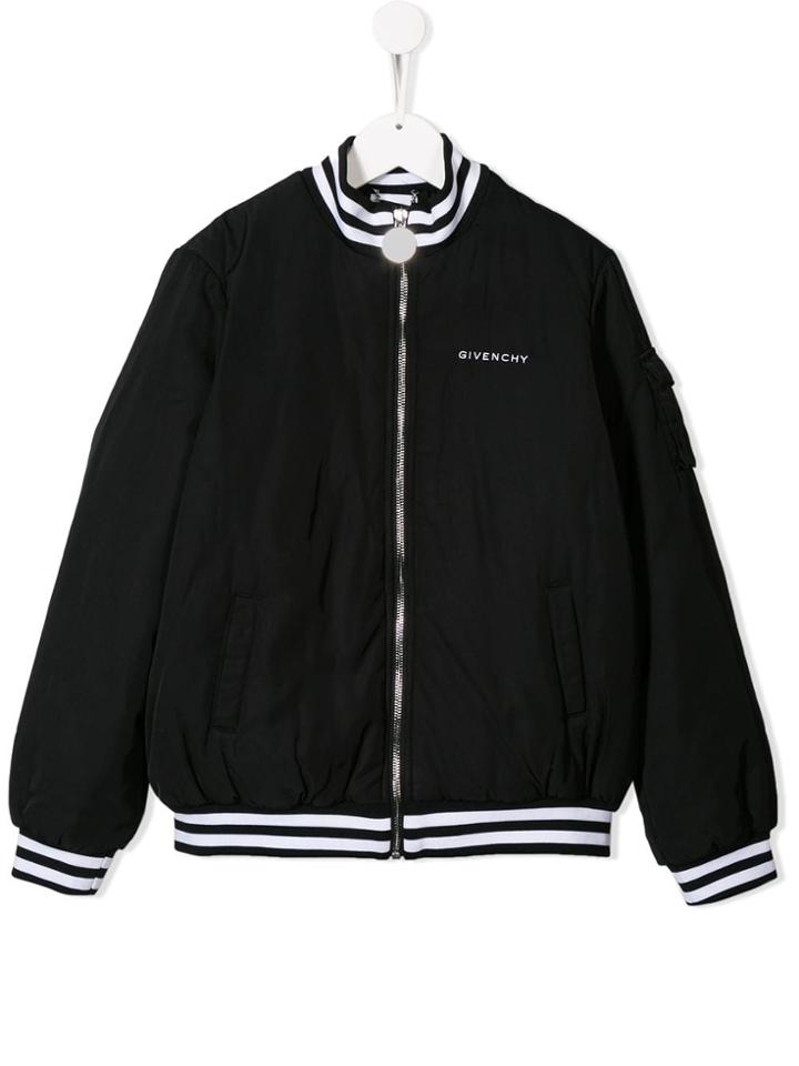 Givenchy Kids Embroidered Monogram Bomber Jacket - Black