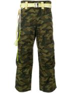 Sankuanz Belted Camouflage Print Trousers - Green